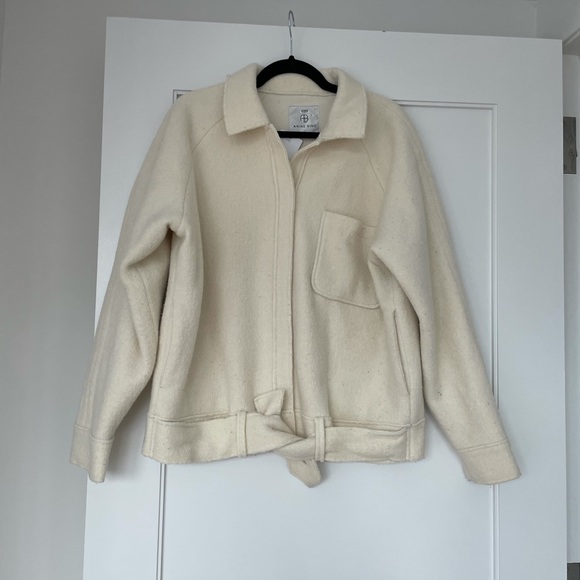 ❌SOLD❌Anine Bing Jaden Shacket Ivory Tie Jacket Oversized - Picture 11 of 14